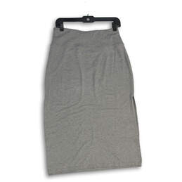 Womens Gray Flat Front Elastic Waist Pull On Straight & Pencil Skirt Size S alternative image