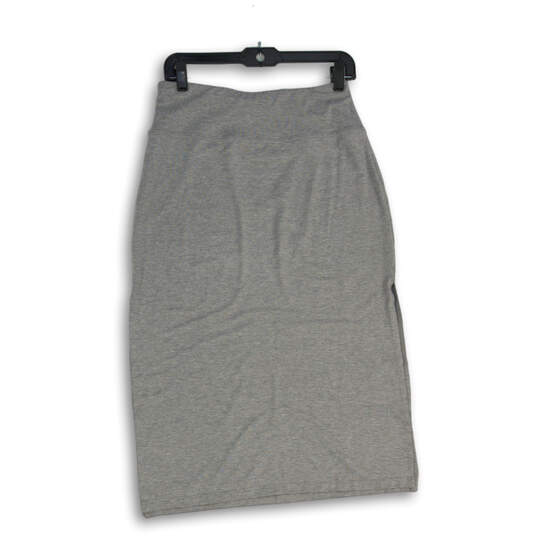 Womens Gray Flat Front Elastic Waist Pull On Straight & Pencil Skirt Size S image number 2