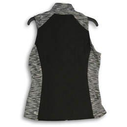 NWT Womens Black Gray Mock Neck Sleeveless Full-Zip Vest Size M alternative image
