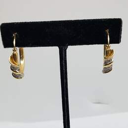 AD 14k Gold Diamond Hoop Earrings 3.7g
