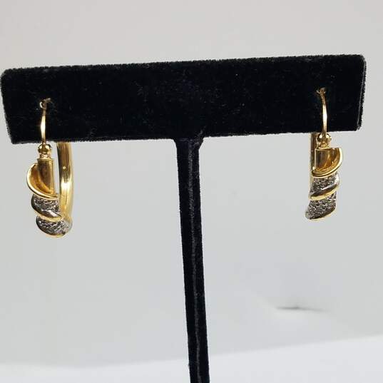 AD 14k Gold Diamond Hoop Earrings 3.7g image number 1