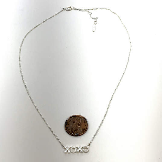 Designer Stella & Dot Silver-Tone XOXO Crystal Fashion Pendant Necklace image number 3