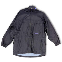 Womens Black Long Sleeve Front Pockets Full-Zip Windbreaker Jacket Size M