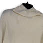 Womens White Knitted Cowl Neck Long Sleeve Pullover Sweater Size Small image number 4