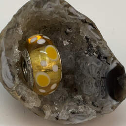 Designer Pandora S925 ALE Sterling Silver Yellow Murano Glass Beaded Charm