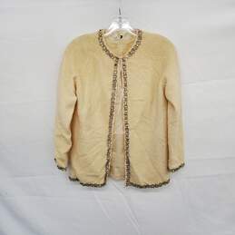 Cynles Set Vintage Prong Set Embellished Rhinestone Wool Knit Cardigan WM Size M