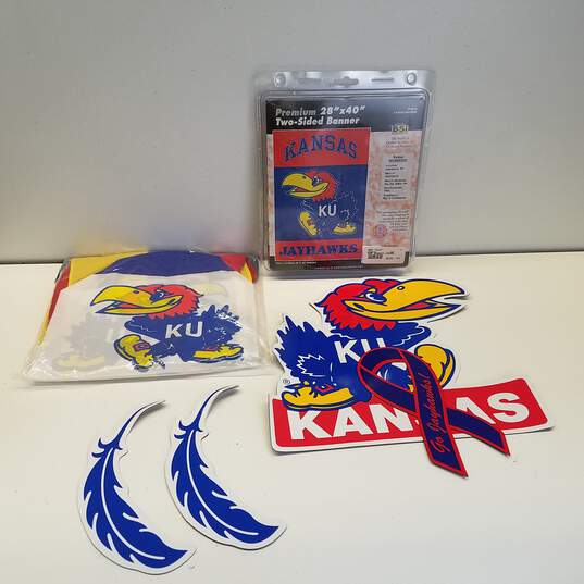 Kansas Jayhawks Two-Sided Banner, Windsock & Large Car Magnets image number 1