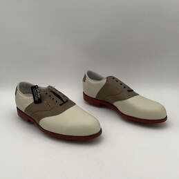 Mens White Brown Leather Round Toe Lace-Up Low Top Golf Shoes Size 11.5 M alternative image