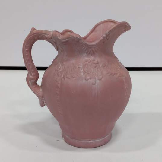 Vintage Arnels Pink Ceramic Rose Pitcher image number 1
