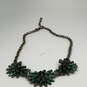 Designer J. Crew Gold-Tone Emerald Green Crystal Stone Statement Necklace image number 3