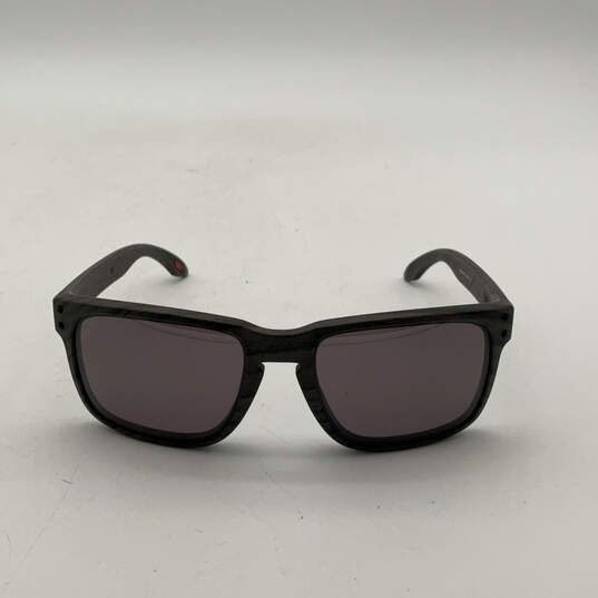 Mens OO9102-B7 Gray UV Protection Polarized Full-Rim Square Sunglasses image number 1