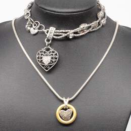 Designer Silver & Gold Tone Heart Bracelet & Necklace - 48.0g