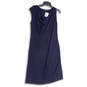 NWT Womens Blue Drape V-Neck Sleeveless Knee Length Sheath Dress Size L image number 1