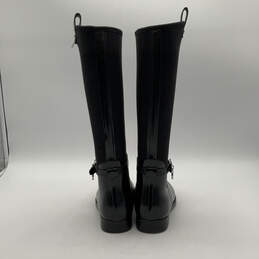 Womens Black Round Toe Pull-On Classic Knee High Rain Boots Size 6 alternative image