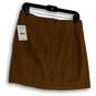 NWT Womens Brown Stretch Flat Front Back Zip Mini Skirt Size 12 image number 1