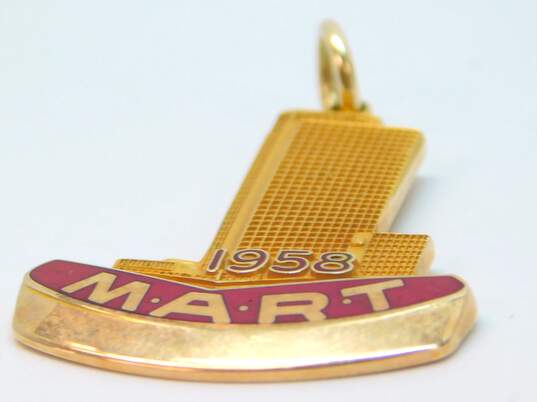 Vintage 1968 10K Yellow Gold Enamel MART Charm Pendant 6.1g image number 5