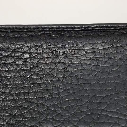 AUTHENTICATED Prada Vintage Black Leather Large Snap Wallet