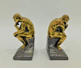 Pair Vintage  The Thinker Cast Metal Bookends alternative image