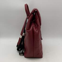 NWT London Fog Womens Alice Maroon Black Quilted Adjustable Strap Flap Backpack alternative image