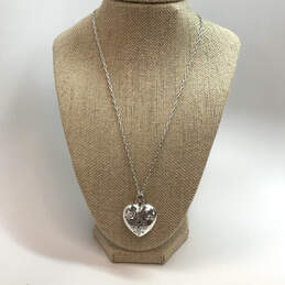 Designer Brighton Silver-Tone Rhinestone Puffed Heart Pendant Necklace