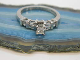 950 Platinum 0.38 CTTW Princess & Baguette Cut Diamond Ring 5.4g