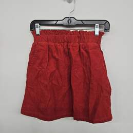 Red Corduroy Mini Skirt