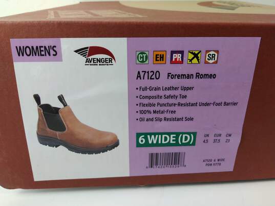 Avenger Women's Foremen Romeo Leather Composite Toe Safety Boots Size 6 Wide (D) NIB image number 6