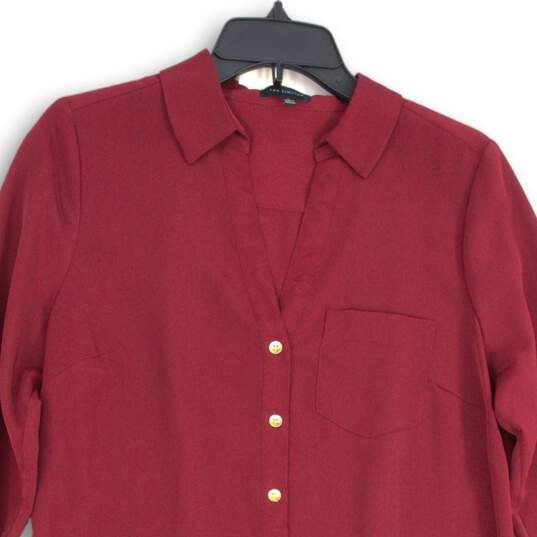 The Limited Womens Red Collared Long Sleeve Henley Neck Shirt Dress Size Medium image number 3