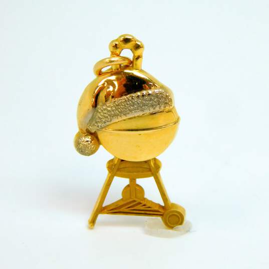 14K Yellow Gold Santa Hat On Grill Unique Pendant 3.6g image number 4