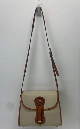 Vintage Dooney & Bourke Tan All Weather Leather Domed Crossbody Bag