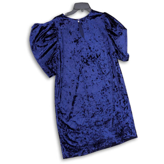 NWT Womens Purple Velvet Puff Sleeve Back Keyhole Sheath Dress Size Large image number 2