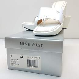 Nine West Loca Leather Slides White 8