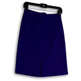 Womens Blue Regular Fit Slit Back Zip Pockets Stretch A-Line Skirt Size 0 alternative image