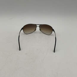 Mens Black Brown Polycarbonate Frame Gradient Aviator Sunglasses alternative image