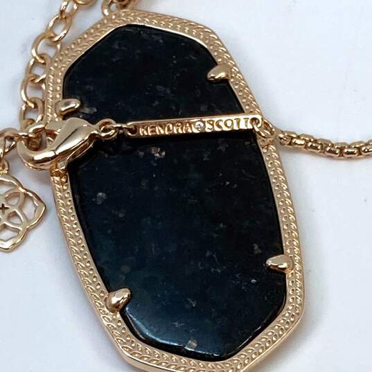 Designer Kendra Scott Gold-Tone Black Granite Tassel Pendant Necklace image number 4