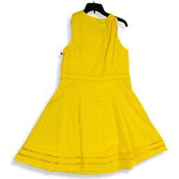 Womens Yellow Sleeveless Round Neck Back Zip Fit & Flare Dress Size 14 alternative image