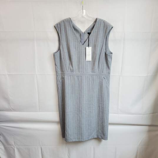 Ann Taylor Gray Pin Stripe Sleeveless Shift Dress WM Size 16P NWT image number 1