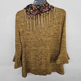 NY Collection Mustard Blouse w Scarf alternative image