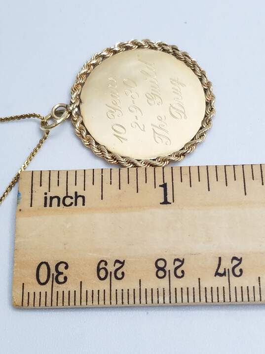 14K Gold Engraved Pendant Necklace 6.6g image number 8