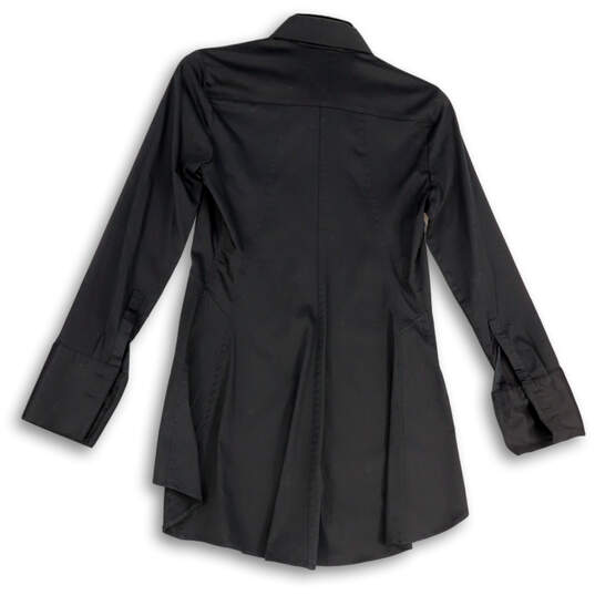 Womens Black Long Sleeve Spread Collar Button Front Shirt Dress Size 00 image number 2