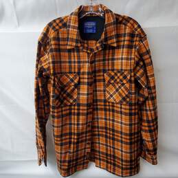 Pendleton Oregon State Board Shirt Orange Plaid Wool Button Up Size M