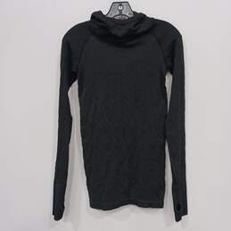 Lululemon Black Textured LS Active Wear Long Stretchy Hooded Sweater Size 4