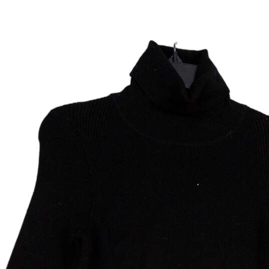 Womens Black Knitted Turtleneck Long Sleeve Pullover Sweater Size M image number 4