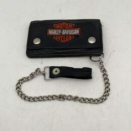 Harley-Davidson Mens Black Leather Inner Pocket Snap Trifold Wallet