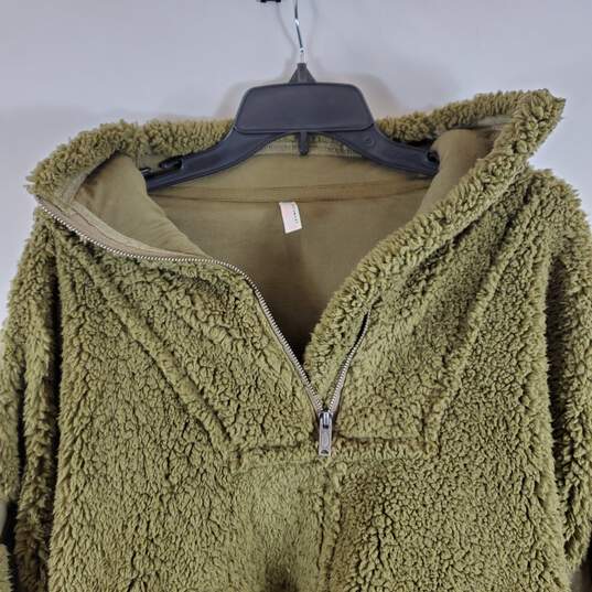 Free People Women Green Fleece Half Zip Sweater sz XS image number 3