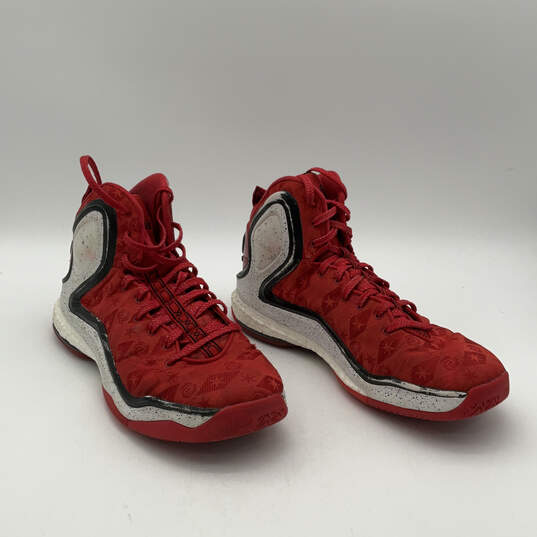 Mens D Rose Boost C77290 Red White Lace-Up Mid Top Basketball Shoes Size 13 image number 3
