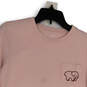 Womens Pink Crew Neck Long Sleeve Ribbed Cuff Pullover T-Shirt Size XS image number 3