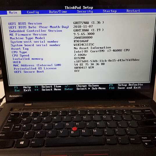 Lenovo ThinkPad X1 Carbon 14in Laptop Intel i7-4600U CPU 8GB RAM NO HDD image number 7
