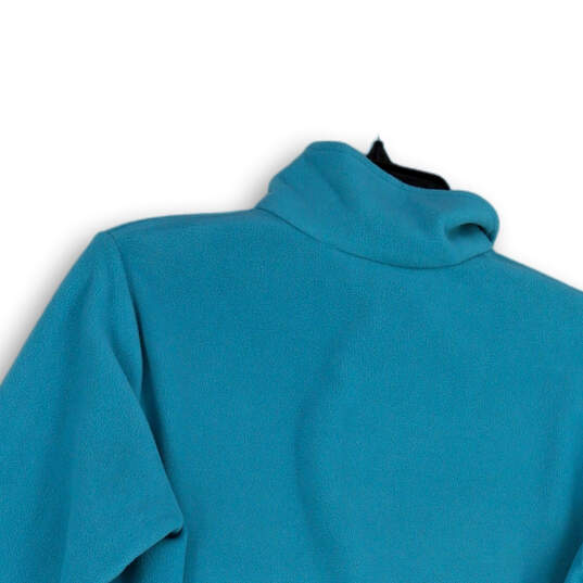 Womens Blue Long Sleeve 1/4 Zip Stand-Up Collar Fleece Jacket Size Medium image number 4