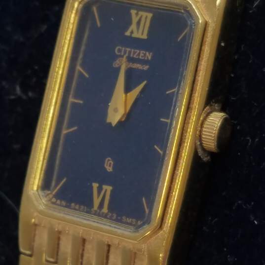 Citizen Vintage 13mm Case Gold Tone Lady's Stainless Steel Tank Quartz Watch image number 3